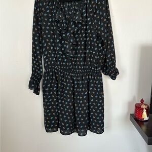 GAP Black Dress with Blue Floral Pattern